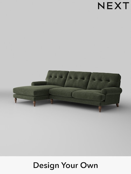 Boucle Chenille/Dark Moss Green Erin Buttoned Back Deep Relaxed Sit (W42044) | £2,025