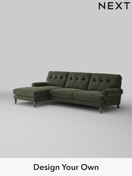 Boucle Chenille/Dark Moss Green Erin Buttoned Back Deep Sit (W42046) | £1,975
