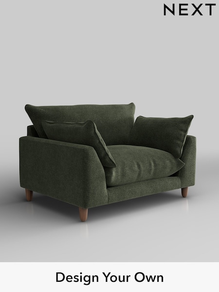 Boucle Chenille/Dark Moss Green Noa Deep Relaxed Sit (W42049) | £975