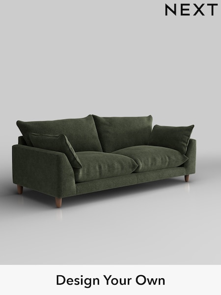 Boucle Chenille/Dark Moss Green Noa Deep Relaxed Sit (W42049) | £1,275