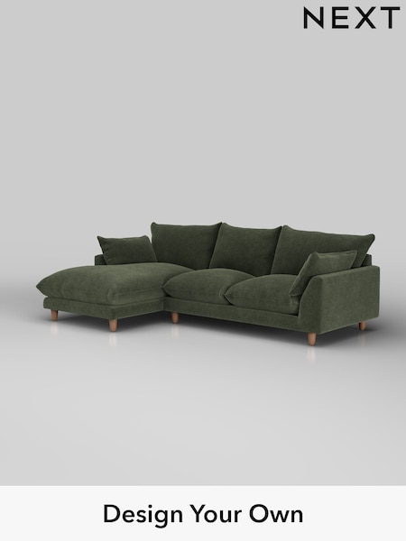 Boucle Chenille/Dark Moss Green Noa Deep Relaxed Sit (W42049) | £1,875