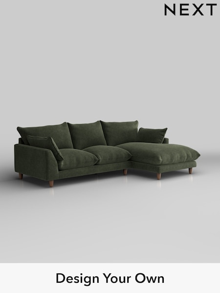 Boucle Chenille/Dark Moss Green Noa Deep Relaxed Sit (W42049) | £1,875