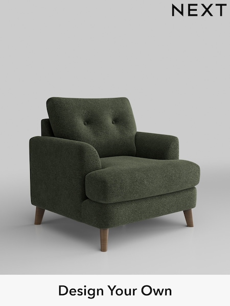 Boucle Chenille/Dark Moss Green Parker Buttoned Back (W42054) | £925