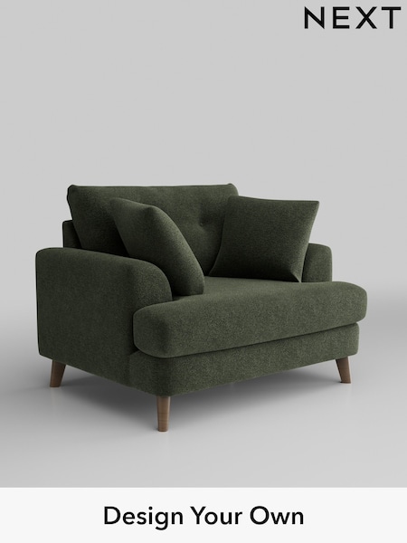 Boucle Chenille/Dark Moss Green Parker Buttoned Back (W42054) | £1,025