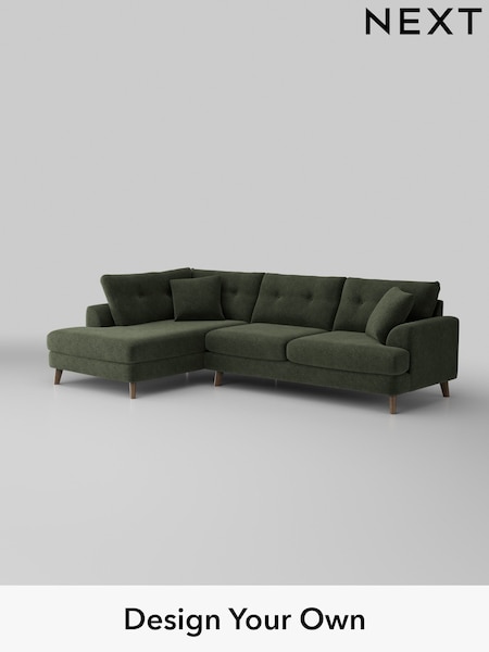 Boucle Chenille/Dark Moss Green Parker Buttoned Back (W42054) | £2,425