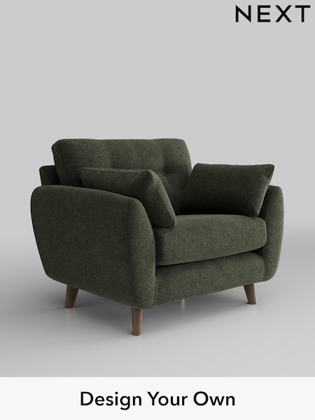 Boucle Chenille/Dark Moss Green Wilson Buttoned Back (W42058) | £699