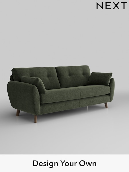 Boucle Chenille/Dark Moss Green Wilson Buttoned Back (W42058) | £1,150