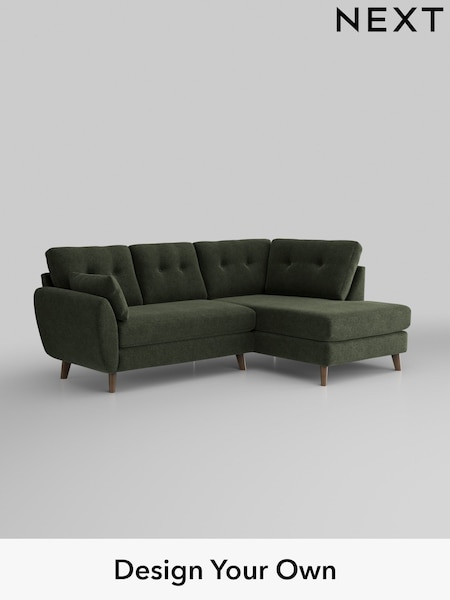 Boucle Chenille/Dark Moss Green Wilson Buttoned Back (W42058) | £1,675