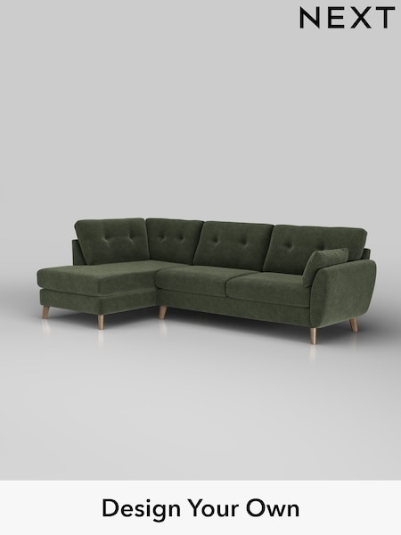 Boucle Chenille/Dark Moss Green Wilson Buttoned Back (W42058) | £1,775
