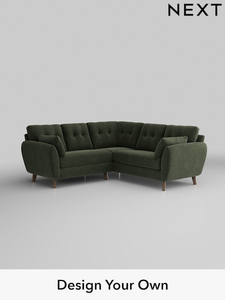 Boucle Chenille/Dark Moss Green Wilson Buttoned Back (W42058) | £1,650
