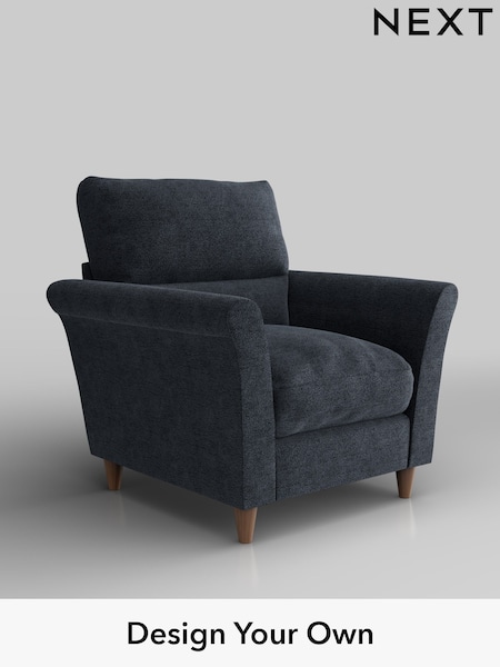 Boucle Chenille/Dark Slate Blue Hartley Highback Relaxed Sit (W42063) | £875