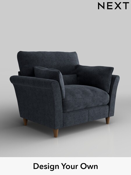 Boucle Chenille/Dark Slate Blue Hartley Highback Relaxed Sit (W42063) | £975