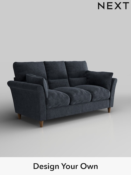 Boucle Chenille/Dark Slate Blue Hartley Highback Relaxed Sit (W42063) | £1,325