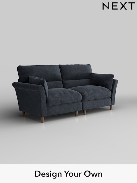 Boucle Chenille/Dark Slate Blue Hartley Highback Relaxed Sit (W42063) | £1,425