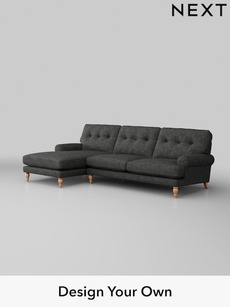 Boucle Weave Easy Clean/Charcoal Grey Erin Buttoned Back Deep Relaxed Sit (W42112) | £1,899