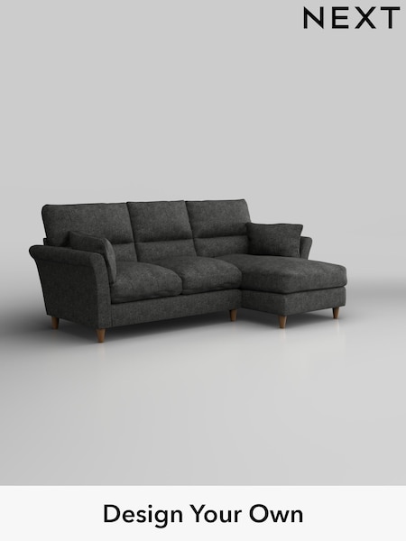 Boucle Weave Easy Clean/Charcoal Grey Hartley Highback Relaxed Sit (W42115) | £1,850