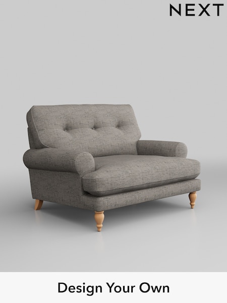 Boucle Weave Easy Clean/Light Dove Grey Erin Buttoned Back Deep Relaxed Sit (W42157) | £925