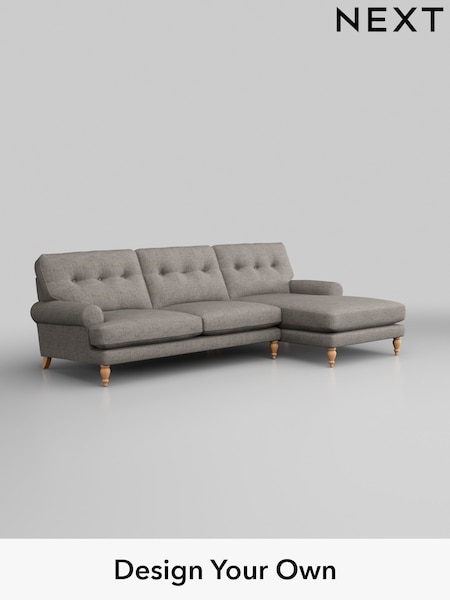 Boucle Weave Easy Clean/Light Dove Grey Erin Buttoned Back Deep Relaxed Sit (W42157) | £1,899