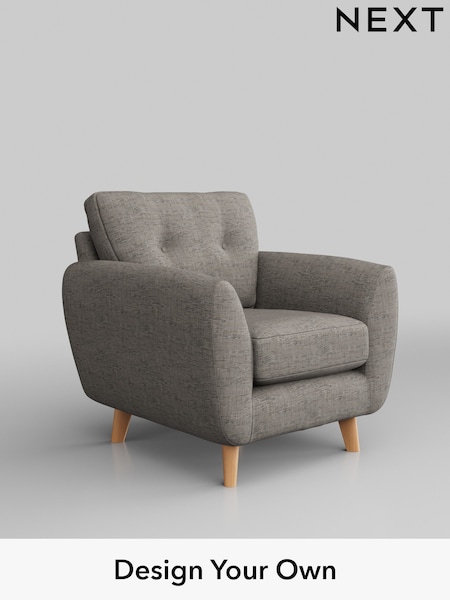Boucle Weave Easy Clean/Light Dove Grey Wilson Buttoned Back (W42164) | £499