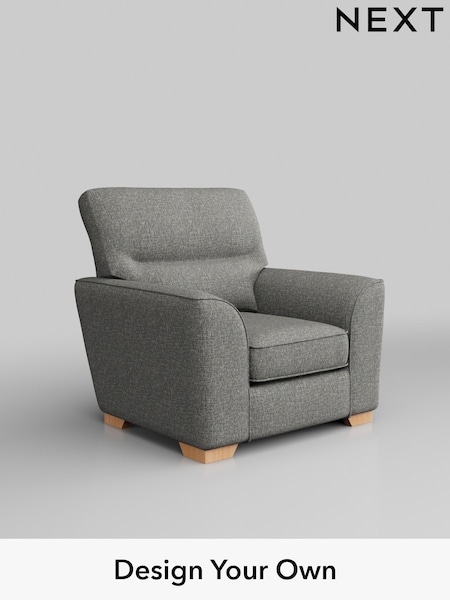 Chunky Boucle Easy Clean/Mid Grey Stamford Highback (W42200) | £799