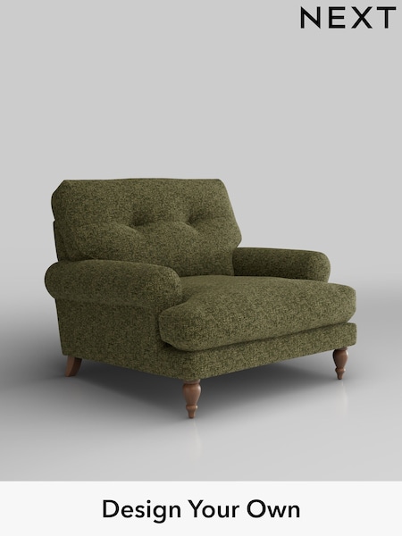 Chunky Chenille/Dark Moss Green Erin Buttoned Back Deep Sit (W42242) | £875