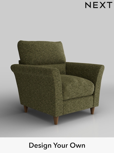 Chunky Chenille/Dark Moss Green Hartley Highback Relaxed Sit (W42245) | £875