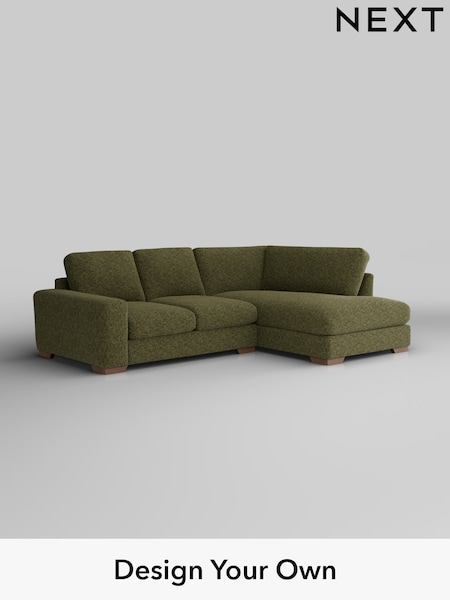 Chunky Chenille/Dark Moss Green Houghton Deep Relaxed Sit (W42251) | £2,150