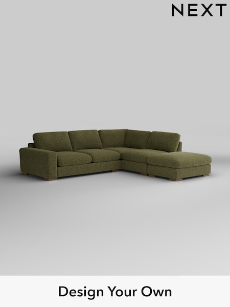 Chunky Chenille/Dark Moss Green Houghton Deep Relaxed Sit (W42251) | £2,675