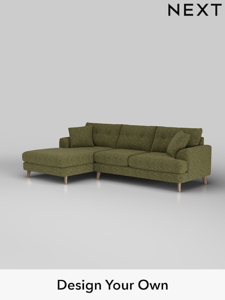 Chunky Chenille/Dark Moss Green Parker Buttoned Back (W42252) | £2,350