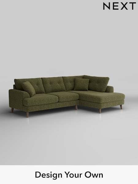 Chunky Chenille/Dark Moss Green Parker Buttoned Back (W42252) | £2,325
