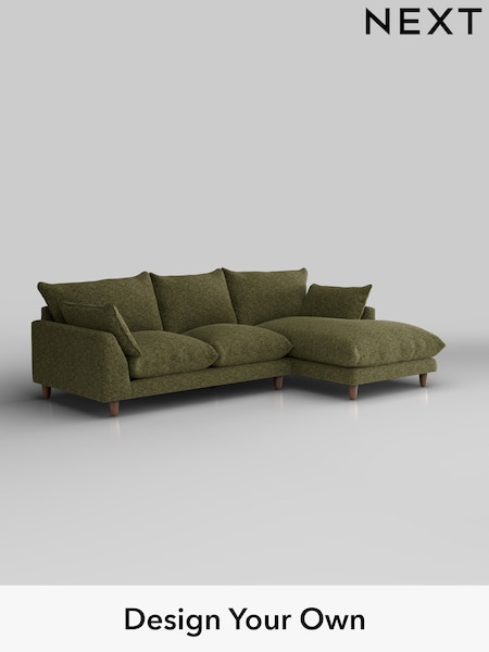 Chunky Chenille/Dark Moss Green Noa Deep Relaxed Sit (W42262) | £1,875