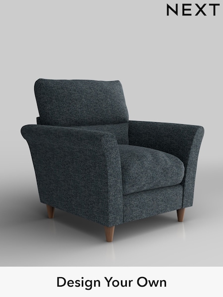 Chunky Chenille/Dark Navy Blue Hartley Highback Relaxed Sit (W42263) | £875