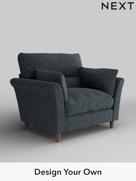 Chunky Chenille/Dark Navy Blue Hartley Highback Relaxed Sit (W42263) | £975
