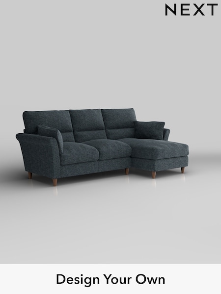 Chunky Chenille/Dark Navy Blue Hartley Highback Relaxed Sit (W42263) | £1,950