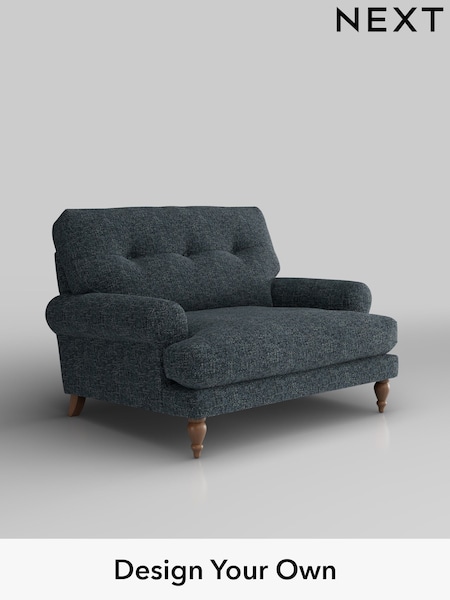 Chunky Chenille/Dark Navy Blue Erin Buttoned Back Deep Relaxed Sit (W42264) | £1,025