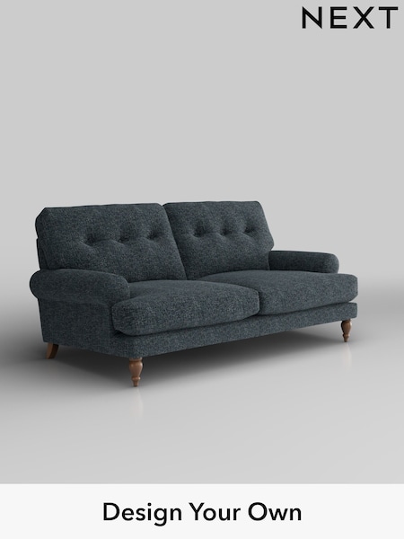 Chunky Chenille/Dark Navy Blue Erin Buttoned Back Deep Relaxed Sit (W42264) | £1,325