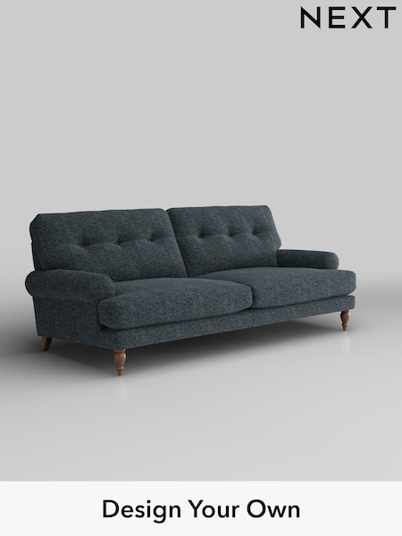 Chunky Chenille/Dark Navy Blue Erin Buttoned Back Deep Relaxed Sit (W42264) | £1,425