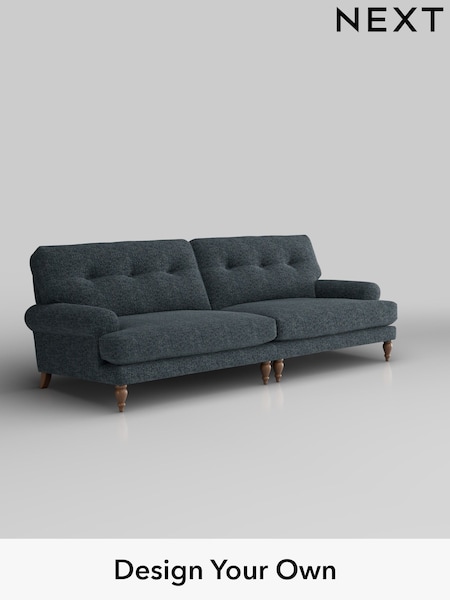 Chunky Chenille/Dark Navy Blue Erin Buttoned Back Deep Relaxed Sit (W42264) | £1,525