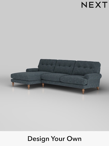 Chunky Chenille/Dark Navy Blue Erin Buttoned Back Deep Relaxed Sit (W42264) | £2,025