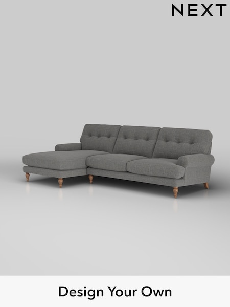 Chunky Texture/Dark Grey Erin Buttoned Back Deep Relaxed Sit (W42390) | £2,025