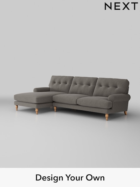 Fine Chenille Easy Clean/Dark Smoke Grey Erin Buttoned Back Deep Relaxed Sit (W42440) | £2,025