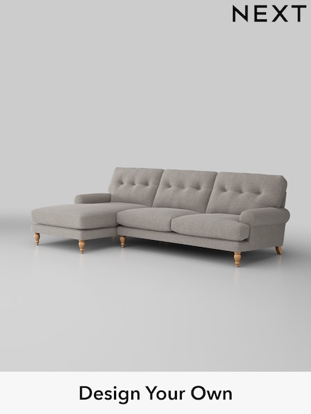 Fine Chenille Easy Clean/Light Steel Grey Erin Buttoned Back Deep Relaxed Sit (W42441) | £2,025