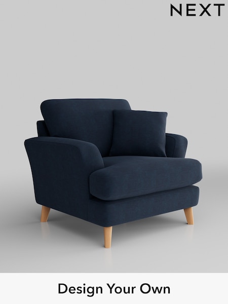 Fine Chenille Easy Clean/Dark Navy Blue Conway Relaxed Sit (W42452) | £875