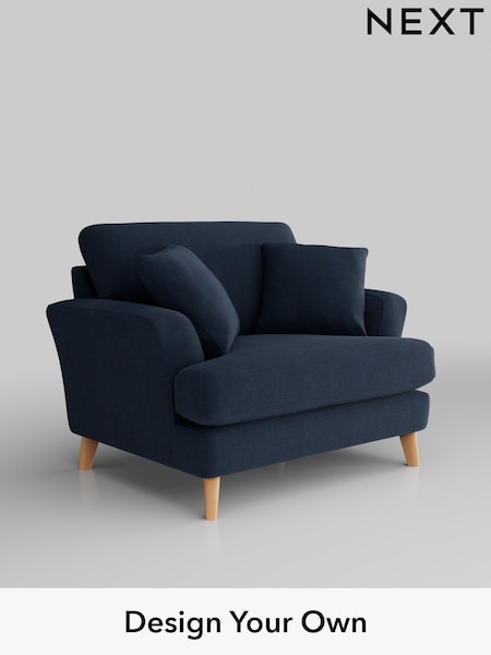 Fine Chenille Easy Clean/Dark Navy Blue Conway Relaxed Sit (W42452) | £975