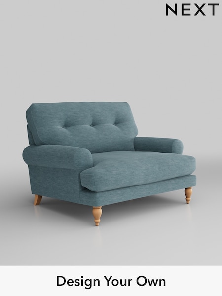 Fine Chenille Easy Clean/Mid Blue Erin Buttoned Back Deep Relaxed Sit (W42454) | £1,025