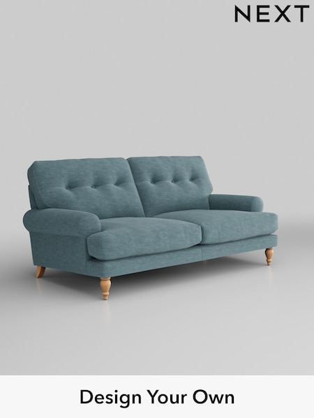 Fine Chenille Easy Clean/Mid Blue Erin Buttoned Back Deep Relaxed Sit (W42454) | £1,325