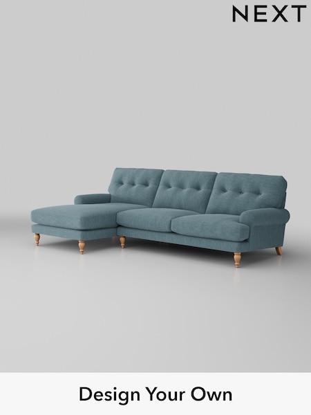 Fine Chenille Easy Clean/Mid Blue Erin Buttoned Back Deep Relaxed Sit (W42454) | £2,025