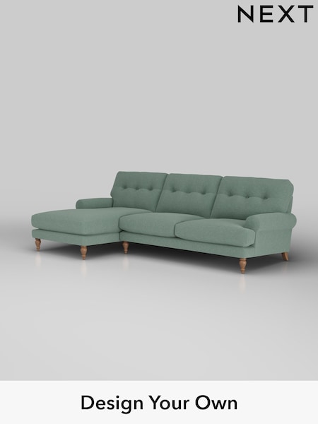 Fine Chenille Easy Clean/Light Forest Green Erin Buttoned Back Deep Relaxed Sit (W42455) | £2,025