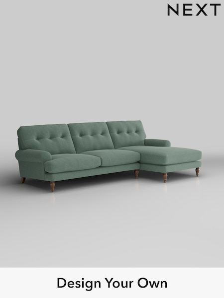 Fine Chenille Easy Clean/Light Forest Green Erin Buttoned Back Deep Relaxed Sit (W42455) | £2,025