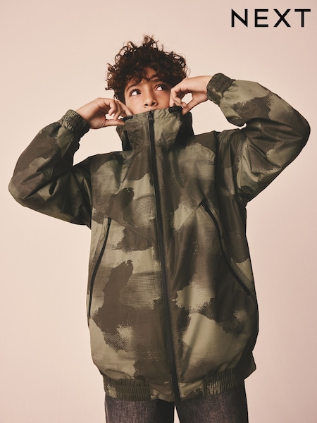 Green Camouflage Waterproof Bomber Jacket (3-16yrs) (W42581) | £36 - £46